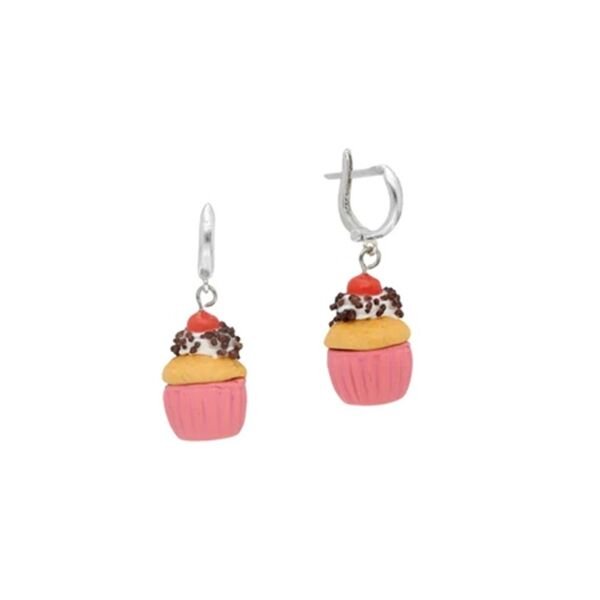 Cupcake Gümüş Küpe - Pembe