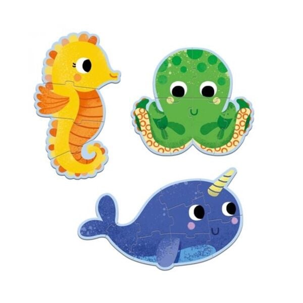 Djeco Dev Puzzle - Deniz Canlıları 4-6-9 Parça