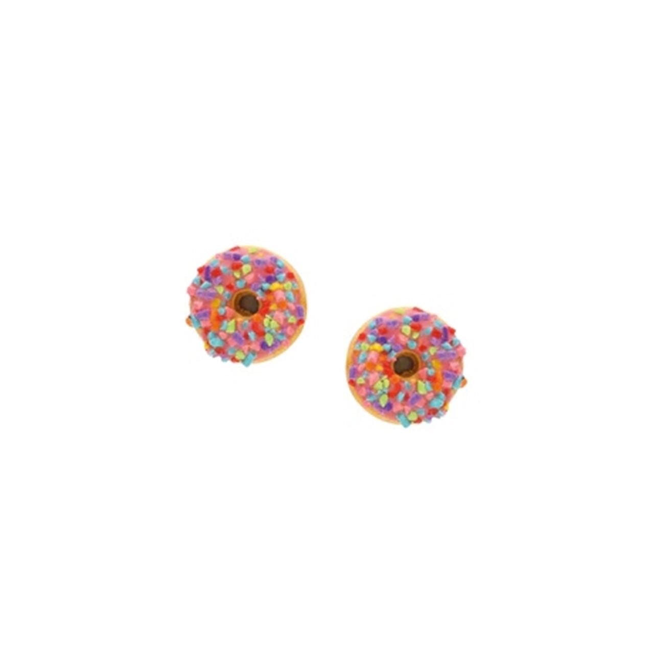 Donut Klips Küpe - Pembe Sprinkle