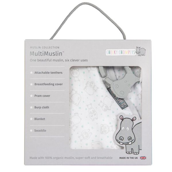 Cheeky Chompers Multimuslin Cheeky Hippo