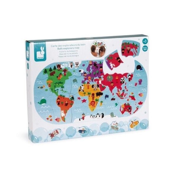 Janod Suya Dayanıklı 28 Parça Puzzle - Dünya Harit