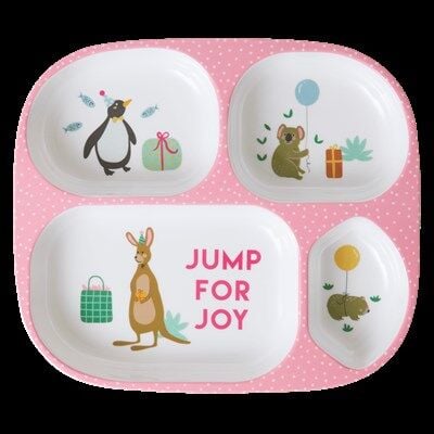 Melamin 4 Bölmeli Mama Tabağı - Zoo Pink