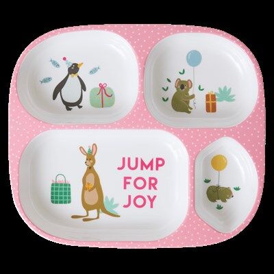 Melamin 4 Bölmeli Mama Tabağı - Zoo Pink