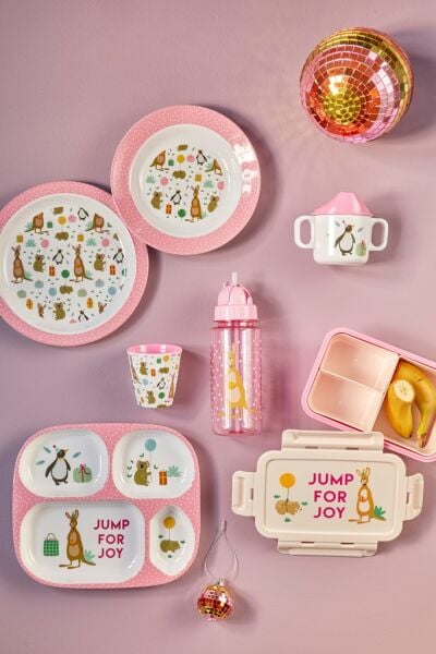 Melamin 4 Bölmeli Mama Tabağı - Zoo Pink