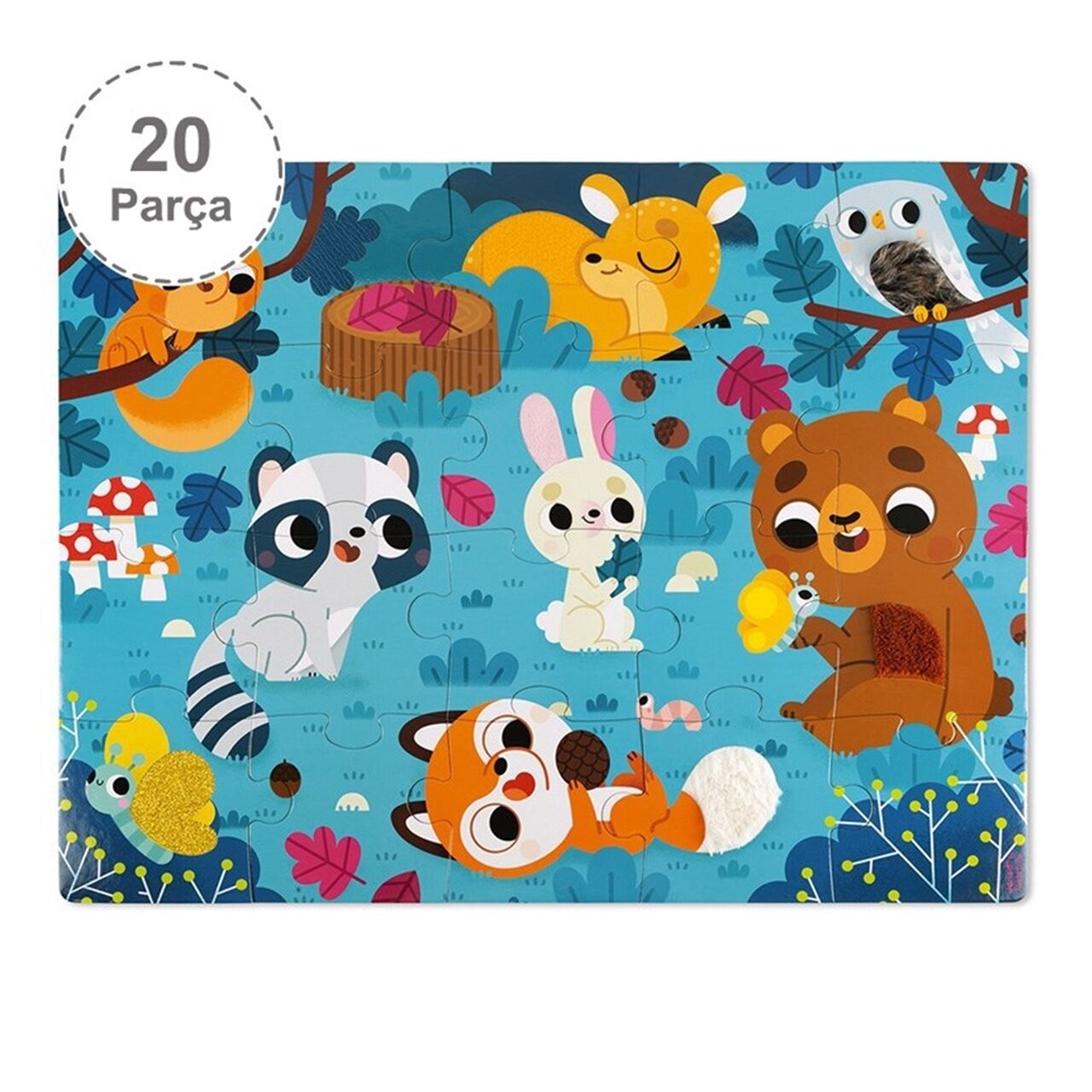 Janod 20 Parça Dokun Hisset Puzzle Hayvanlar