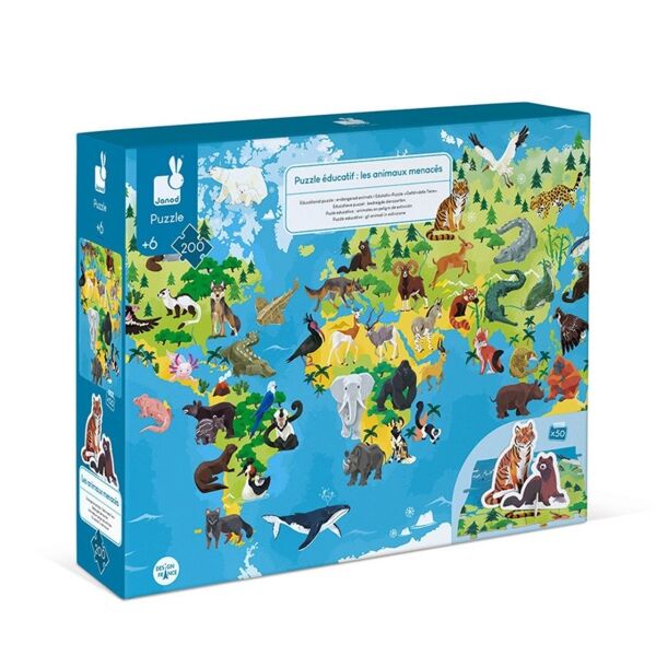 Janod 200 Parça Figürlü Puzzle Hayvanlar