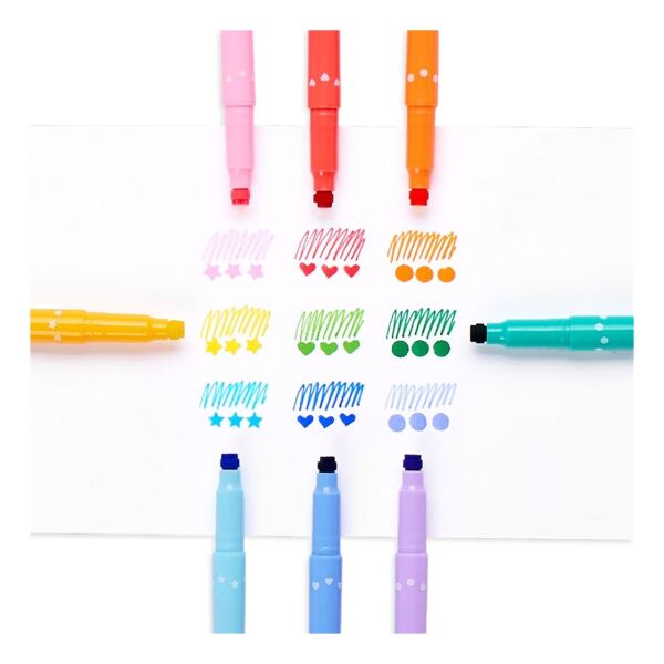 Ooly Confetti Stamp Çift Uçlu 9lu Keçeli Kalem