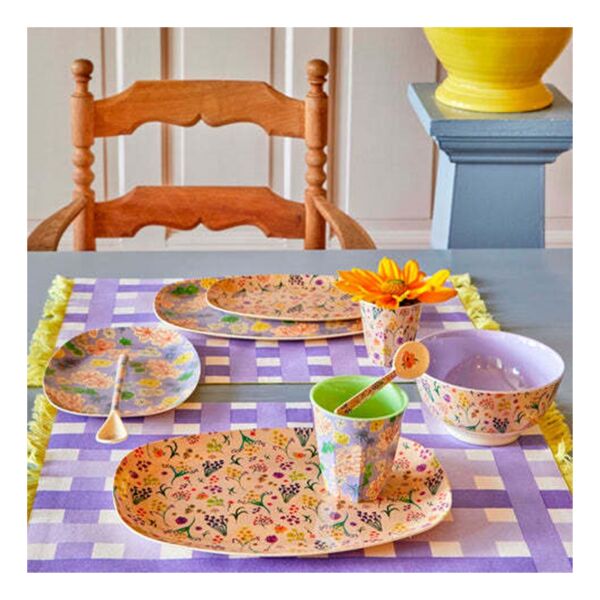 Melamine Çok Renkli - Yabani Çiçek Desenli