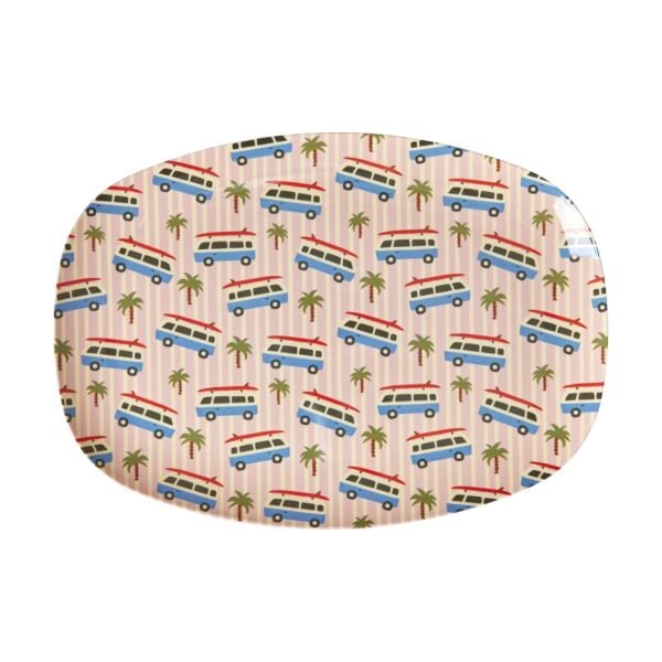 Melamine Büyük Dikdörtgen Yemek Tabağı - Pembe - A