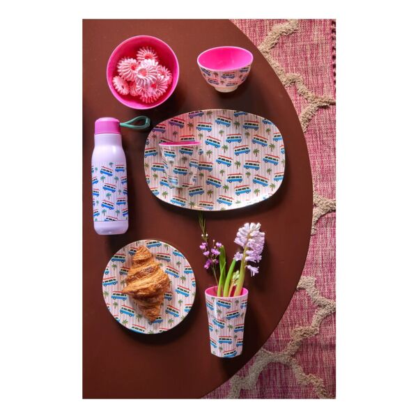 Melamine Büyük Dikdörtgen Yemek Tabağı - Pembe - A