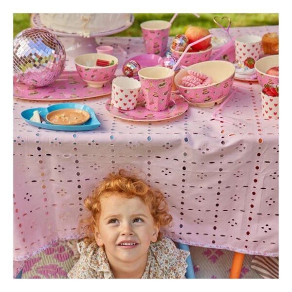 Melamine Orta Boy Kase - Pembe - Tatlı Kek Baskısı