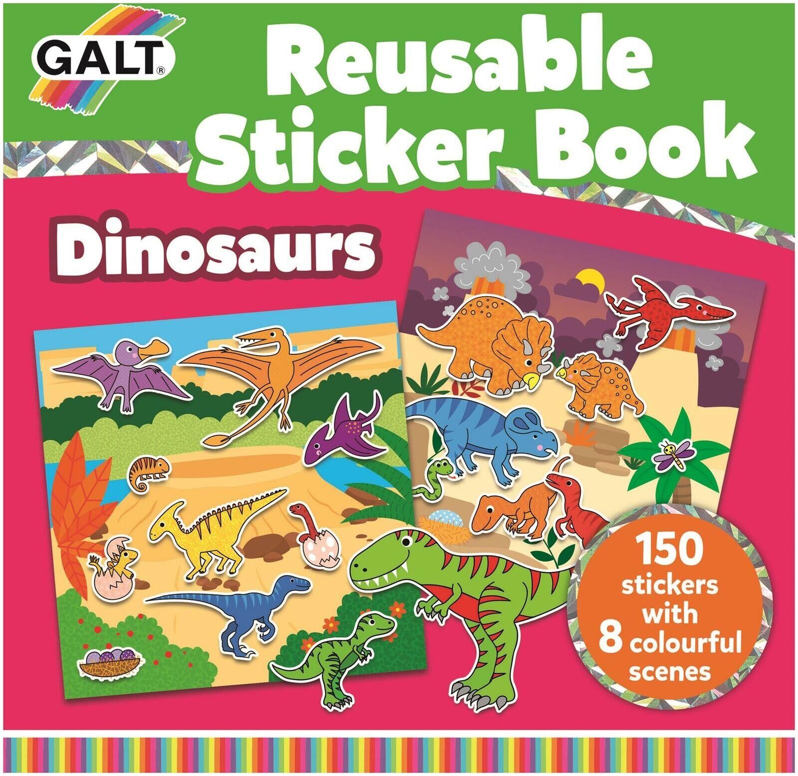 Galt Reusable Sticker Book -Dinosaurs 3 Yaş+