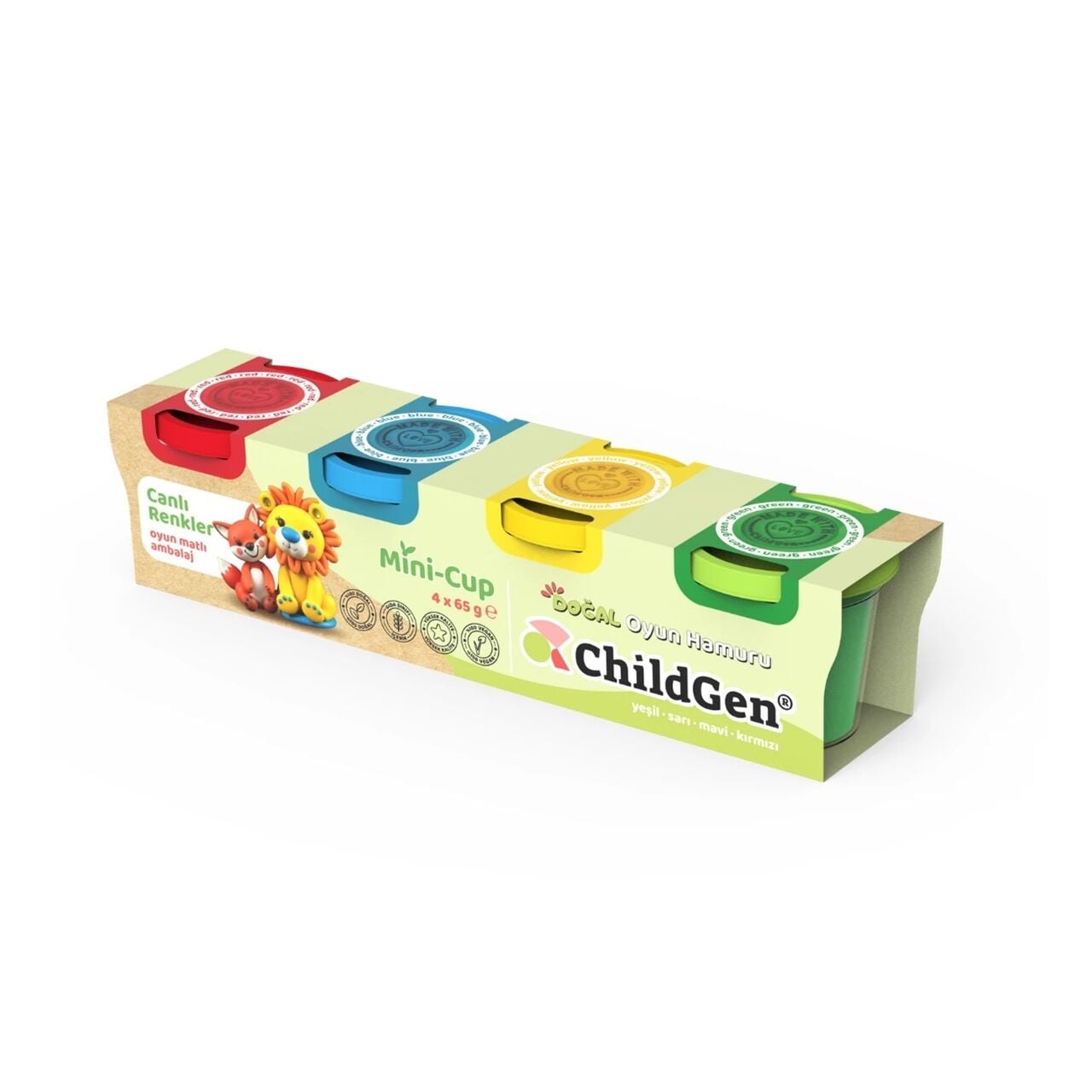 Childgen Oyun Hamuru Minicup 4lü Ana Renkler