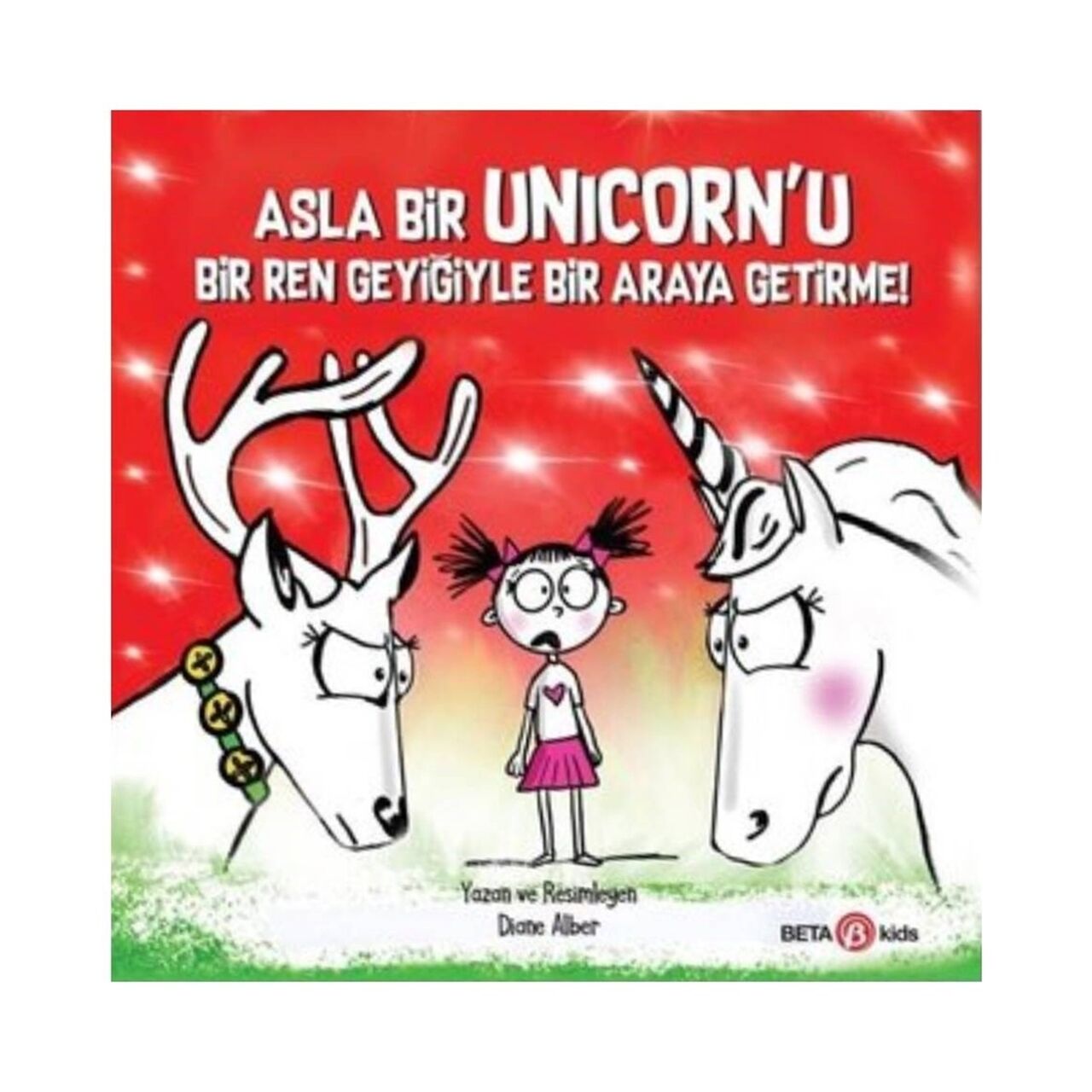 Asla Bir Unicornu Bir Ren Geyiğiyle Bir Araya Geti