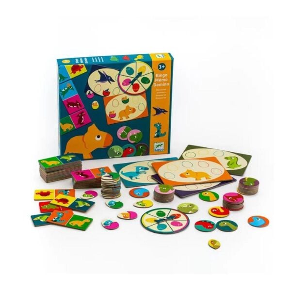 Djeco Domino 3lü Kutu Oyunu -  Dino