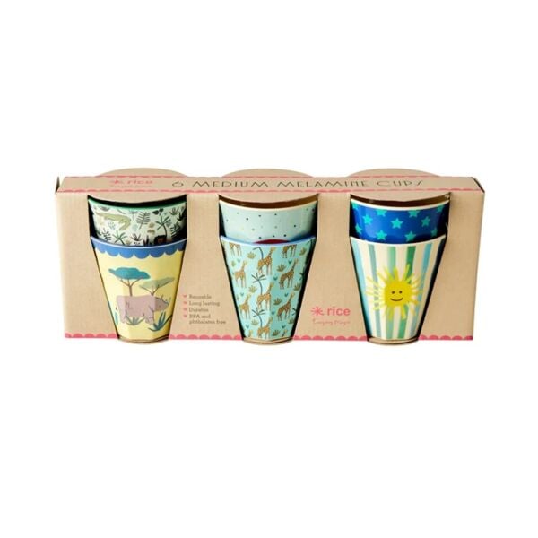 Melamin 6lı Orta Boy Bardak Seti - Blue Funky
