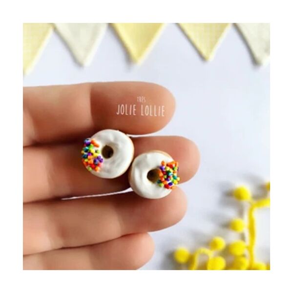 Donut Klips Küpe - Beyaz