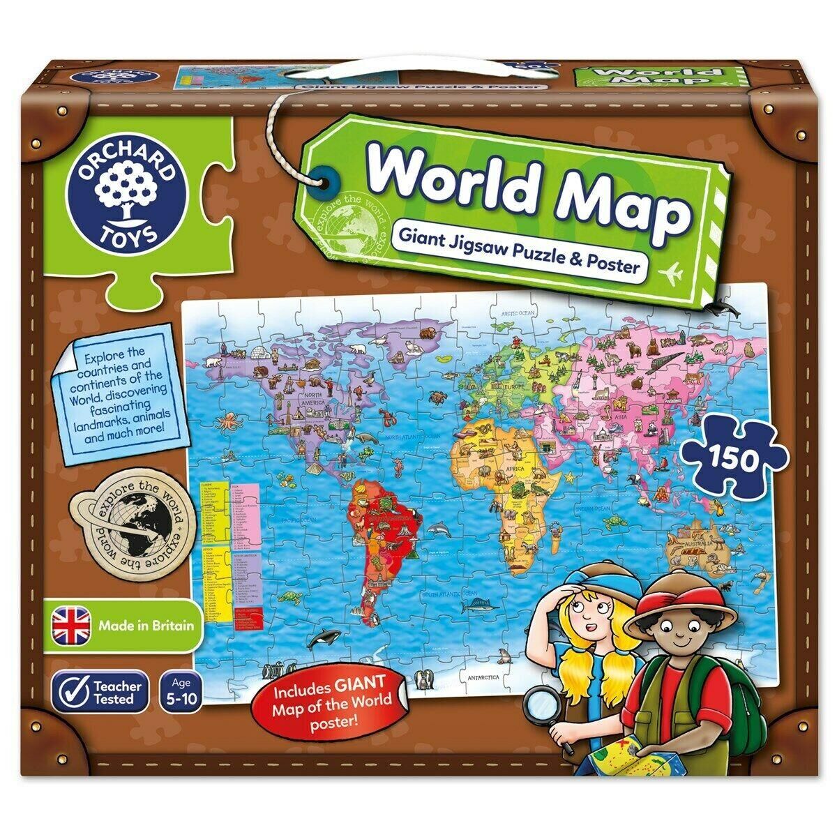 Orchard World Map Puzzle and Poster 5 - 10 yaş