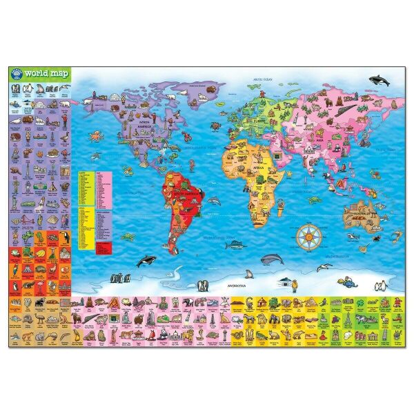 Orchard World Map Puzzle and Poster 5 - 10 yaş
