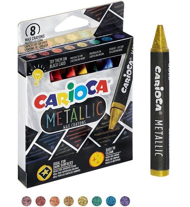 Carioca Jumbo Üçgen Mum Boya Kalemi Metalik 8 li
