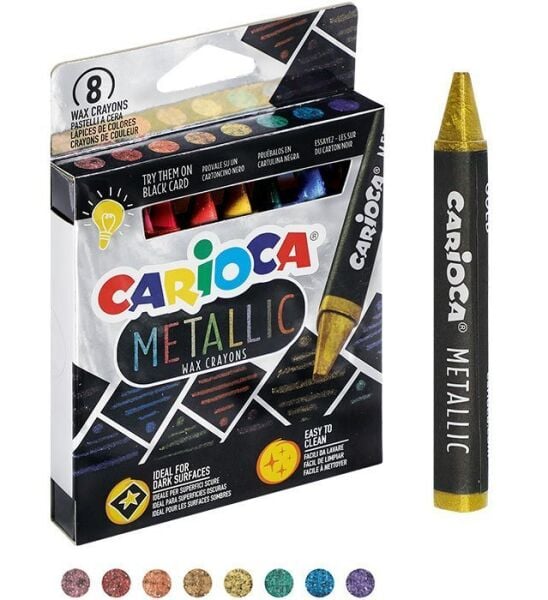 Carioca Jumbo Üçgen Mum Boya Kalemi Metalik 8 li