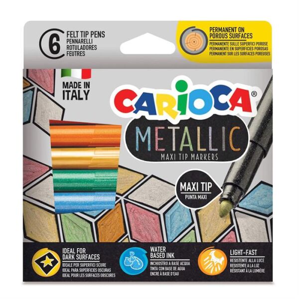 Carioca Jumbo Keçeli Boya Kalemi Metalik 6lı
