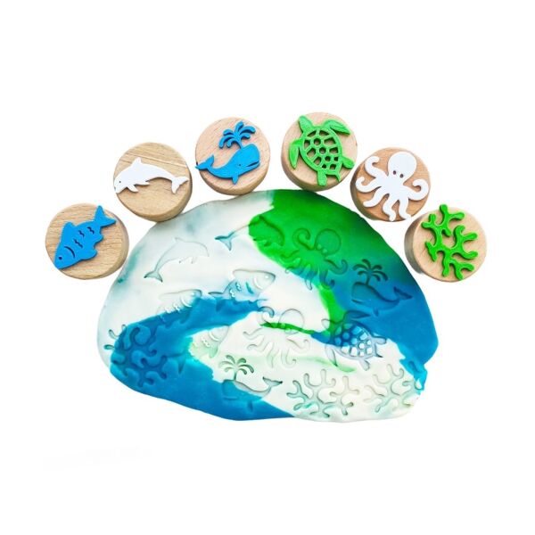 Childgen Ahşap Damga Set 6lı - Deniz Canlıları