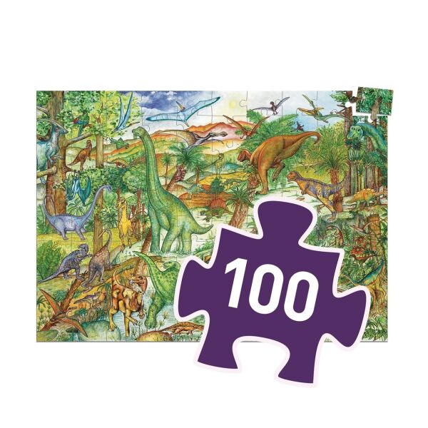 Djeco Dev Puzzle 100 Parça - Dinosaurs