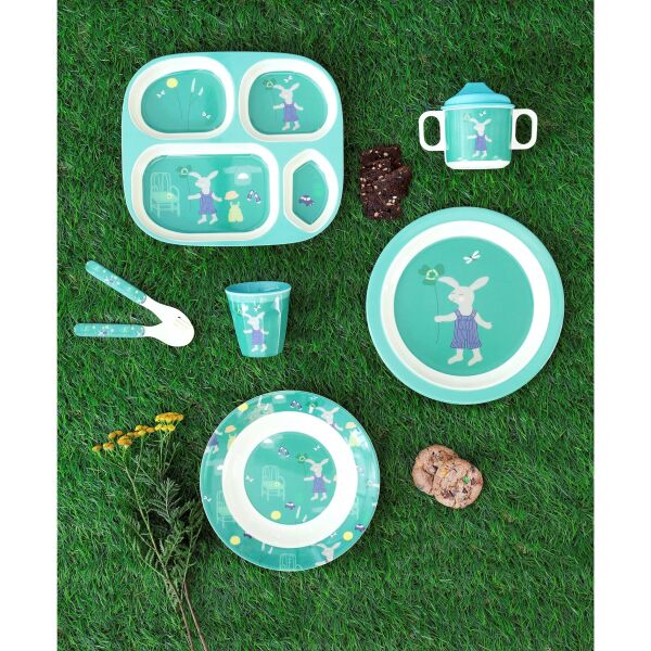 Melamin Çocuk Çukur Tabak - Yeşil Tavşan