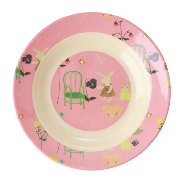 Melamin Çocuk Çukur Tabak - Pembe Tavşan