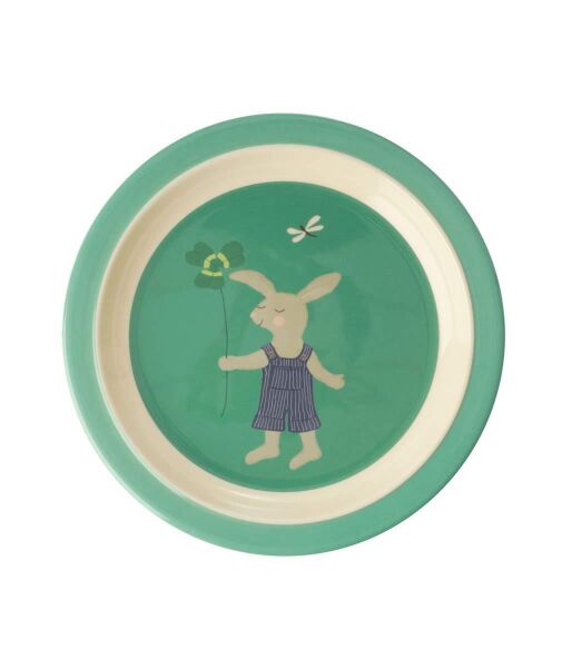 Melamin Çocuk Tabağı - Yeşil Tavşan