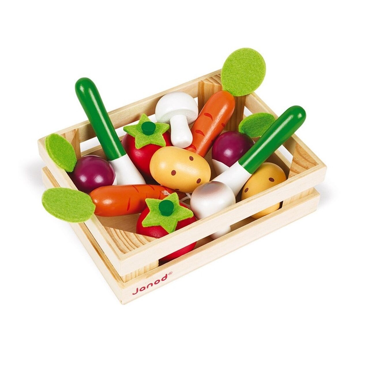 Janod 12 Parça Ahşap Sebze Kasası