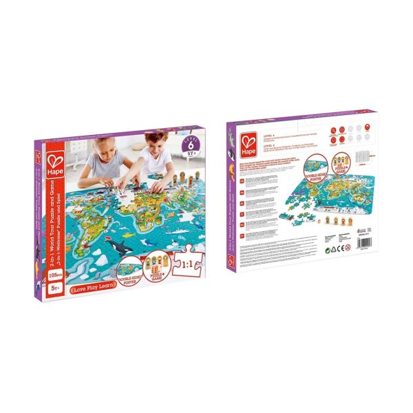 Hape 2in1 Dünya Turu Yapboz ve Kutu Oyunu