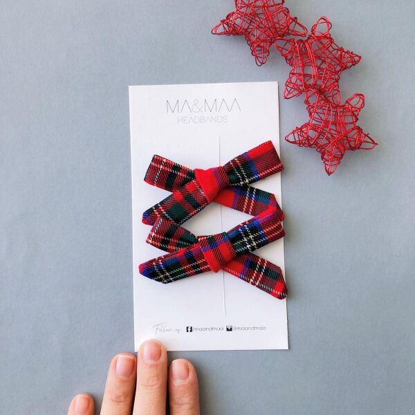 Ma&Maa Red Plait Twist Fiyonk Set Mini