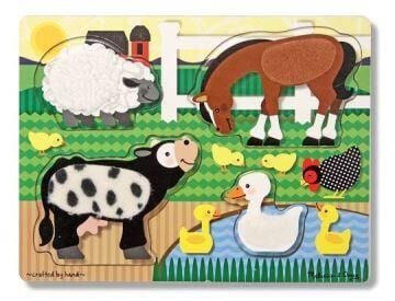 Melissa & Doug Ahşap Dokun Hisset Yapboz-Çiftlik