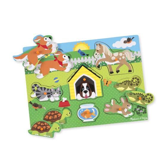 Melissa & Doug Ahşap Tutmalı Yapboz-Evcil Hayvanla