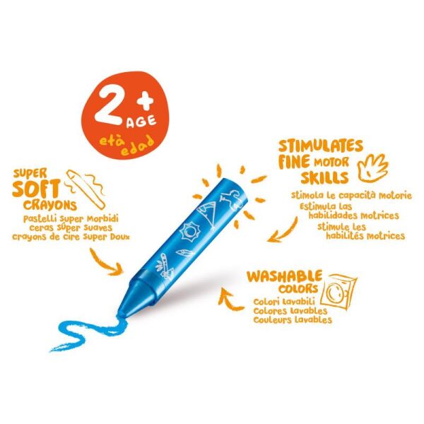 Jumbo Bebek El Kirletmeyen Pastel Boya Kalemi 8li