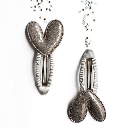 Objeli 2li Çıtçıt - Gri Kalp