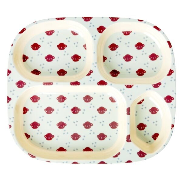 Melamin 4 Bölmeli Mama Tabağı - Maymun