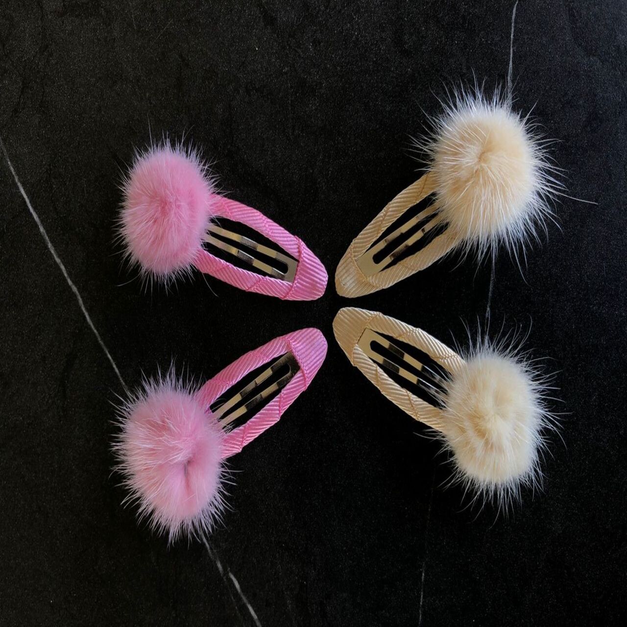 Pompom Set 4lü - Pembe Krem
