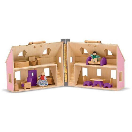 Melissa&Doug Ahşap Taşınabilir Küçük Mobilyalı Ev