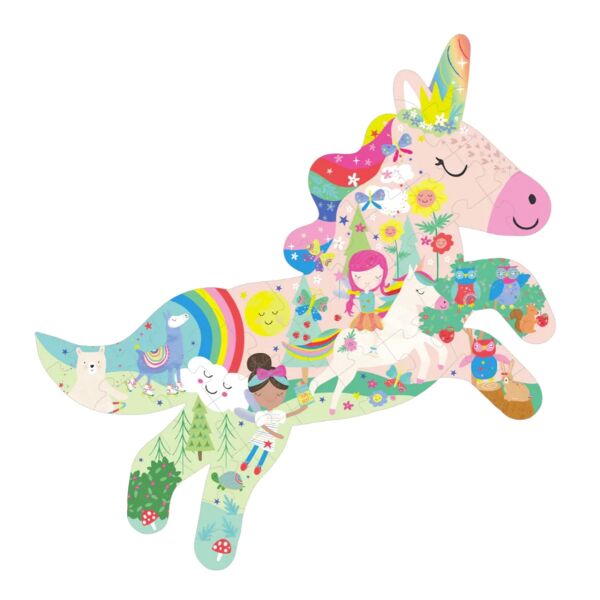 Floss Rock 40 Parça Unicorn Şekilli Puzzle-Rainbow