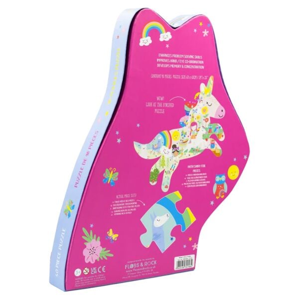 Floss Rock 40 Parça Unicorn Şekilli Puzzle-Rainbow