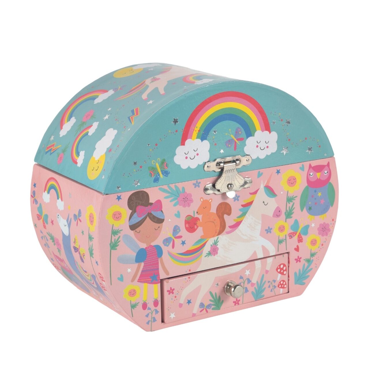 Floss  Rock Müzikli Oval Mücevher Kutusu - Rainbow