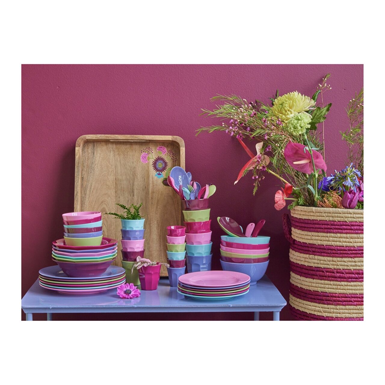 Melamin Düz Renk Küçük Boy Kase - Fuşya