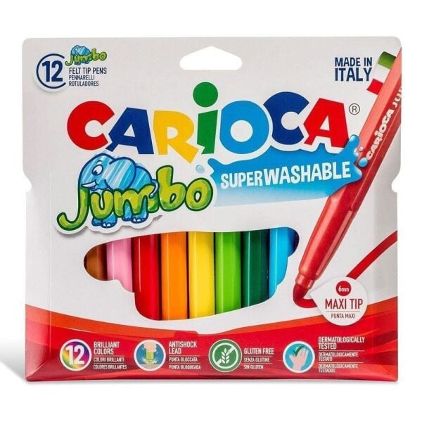 Carioca Jumbo Yıkanabilir Keçeli Boya Kalemi 12li