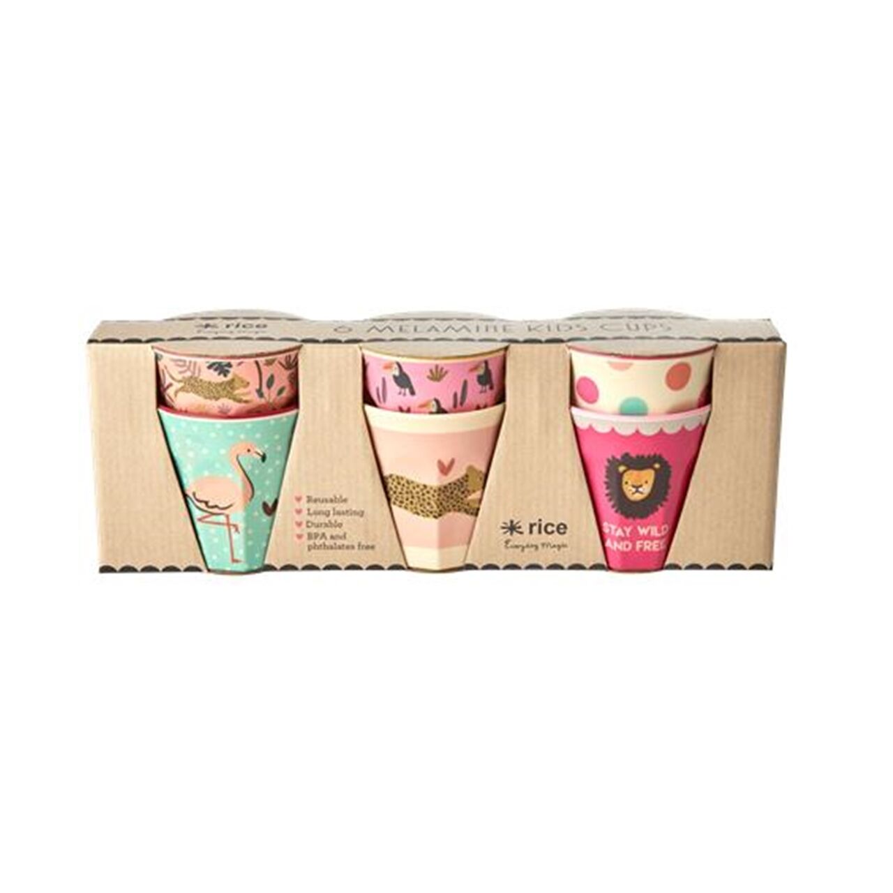 Melamin 6lı Çocuk Bardak Seti - Jungle Pembe