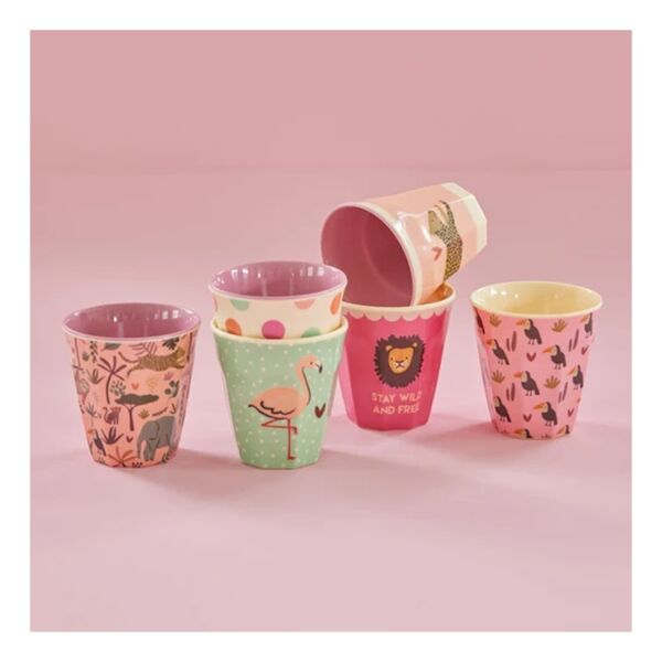 Melamin 6lı Çocuk Bardak Seti - Jungle Pembe