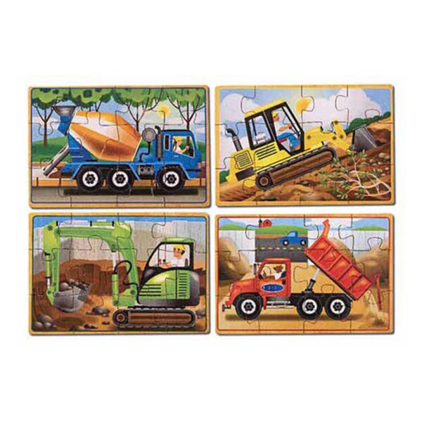 Ahşap 12x4 Yapboz Seti - İnşaat Araçları