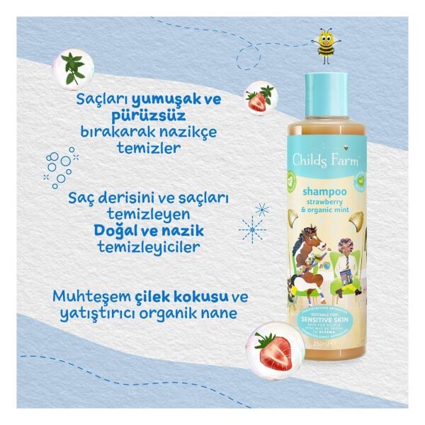 Çilek ve Organik Nane Özlü Şampuan 250ml